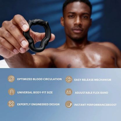 Ergonomic Silicone Penis Ring Set - 3-Piece Adjustable Erection Support with Open-Tip Design