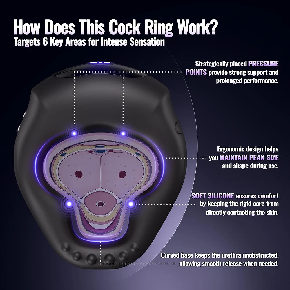 Premium App-Controlled Silicone Vibrating Penis Ring with 10 Vibration Modes for Enhanced Male Performance