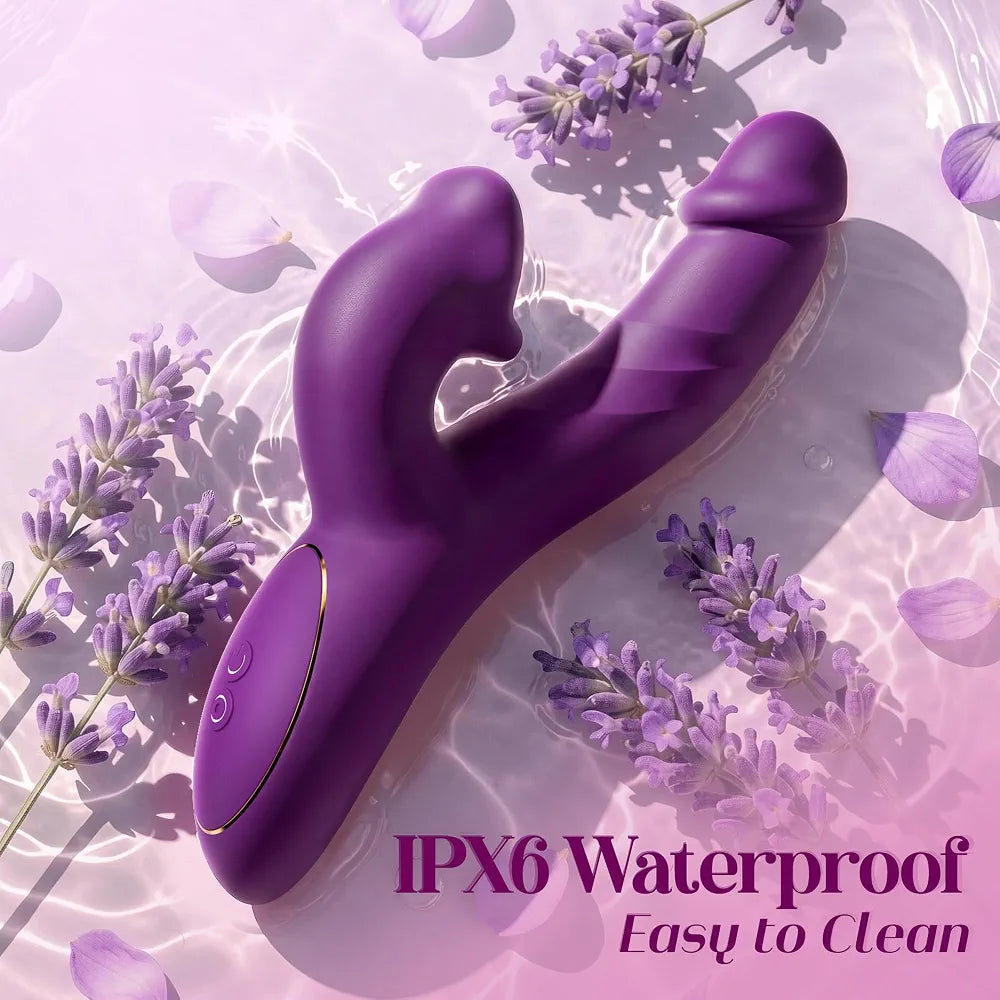 Toendi Dual-Action Rabbit Vibrator with Nipple and Clitoral Sucking, Thrusting Dildo