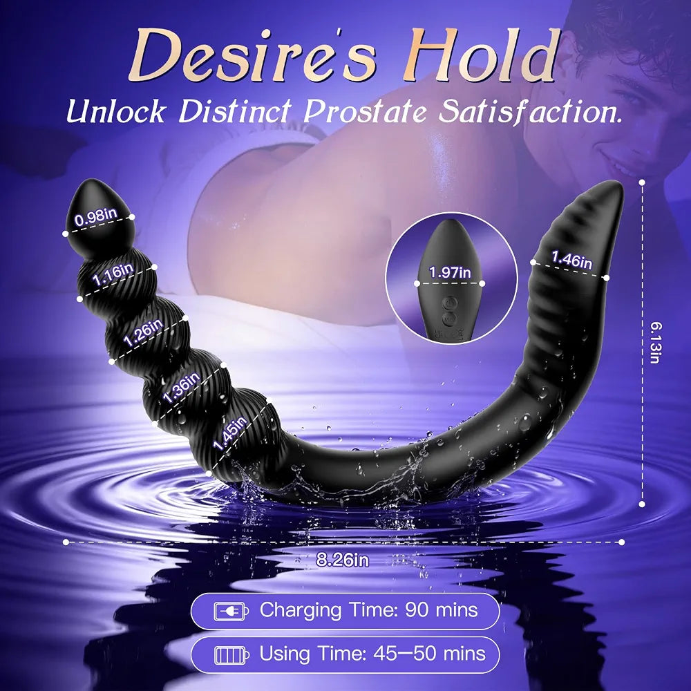 Ergonomic 9-Mode Vibrating Prostate Massager and Curved Anal Plug for Couples