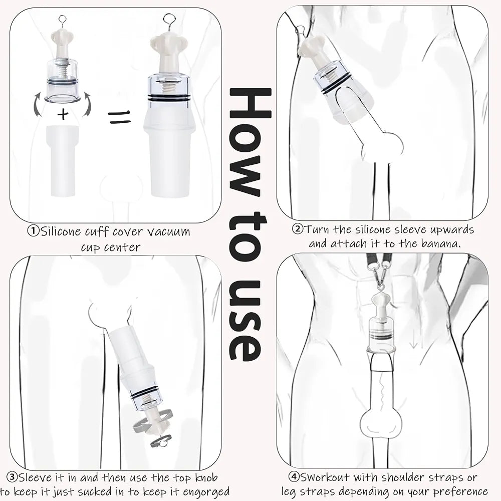 Professional 3-in-1 Penis Traction & Stretching Kit with Silicone Sleeve, Pump, and Adjustable Straps for Male Enhancement