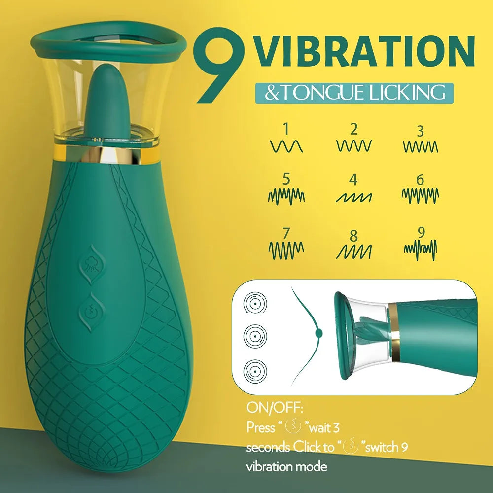 Jesbenna Clitoral Sucking and Licking Vibrator - 3 Suction & 9 Licking Modes - Waterproof Adult Toy for Women