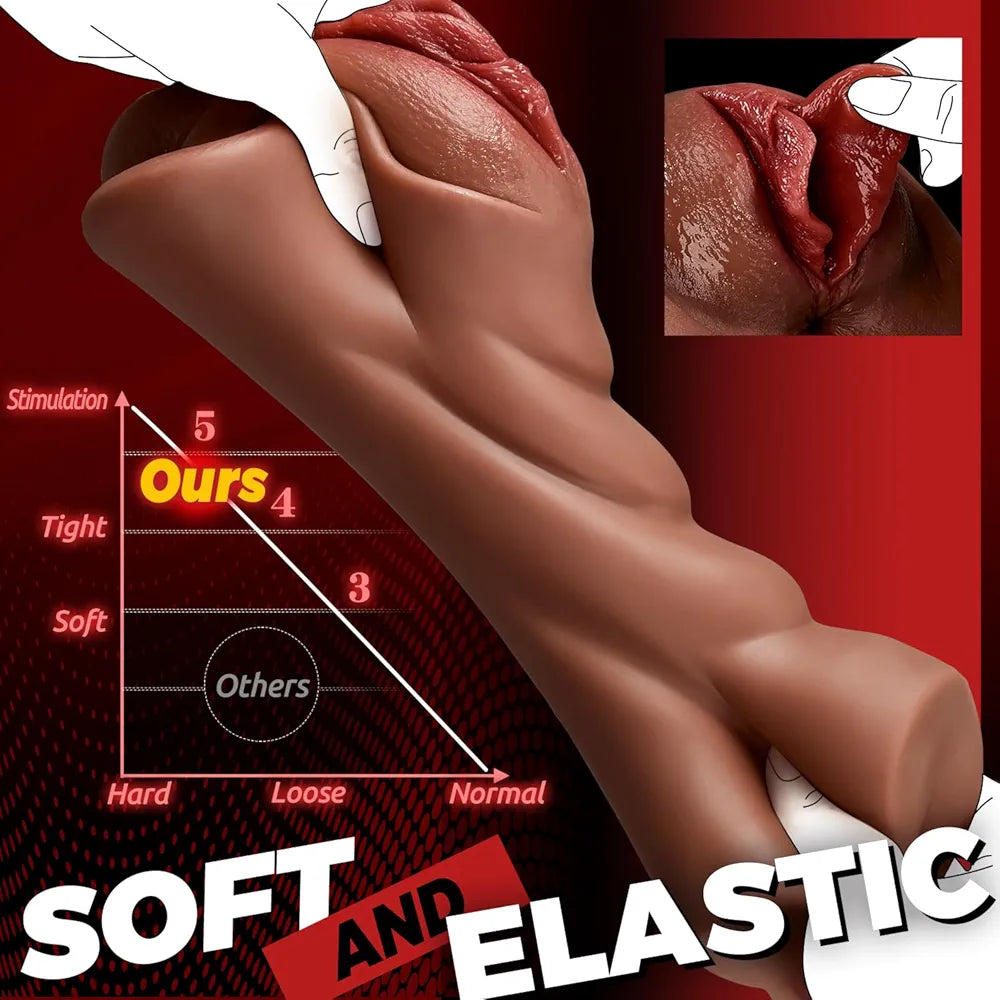 Realistic 5D Dual-Channel Male Masturbator with Deep Vagina and Tight Anus - Lifelike Adult Sex Toy for Men
