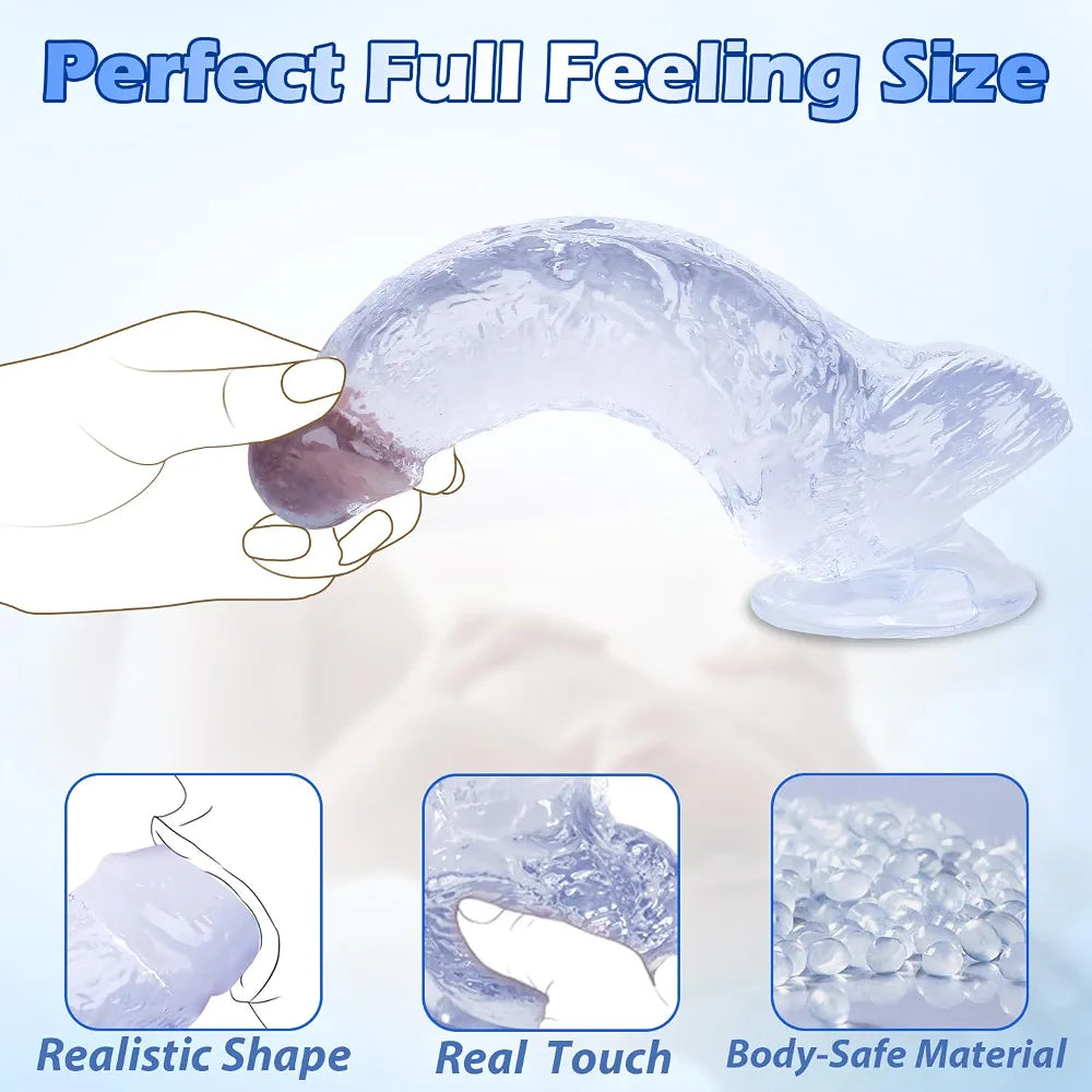 8.3-Inch Ultra-Soft Realistic Silicone Dildo with Strong Suction Cup - Lifelike G-Spot and Anal Stimulator