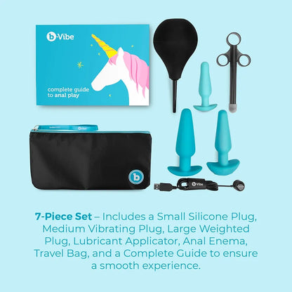 7-Piece Silicone Anal Training Plug Kit for Beginners - Blue