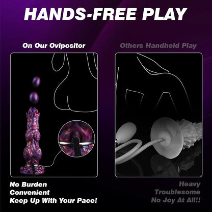 10-Inch Fantasy Monster Ovipositor Dildo with 4 Eggs, Inflatable Knot, and Suction Cup Base