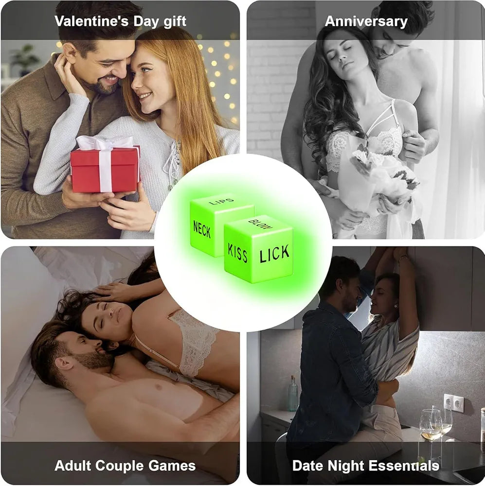 Intimate Couples Game Bundle: 54 Position Cards and Glow-in-the-Dark Action Dice for Romantic Date Nights
