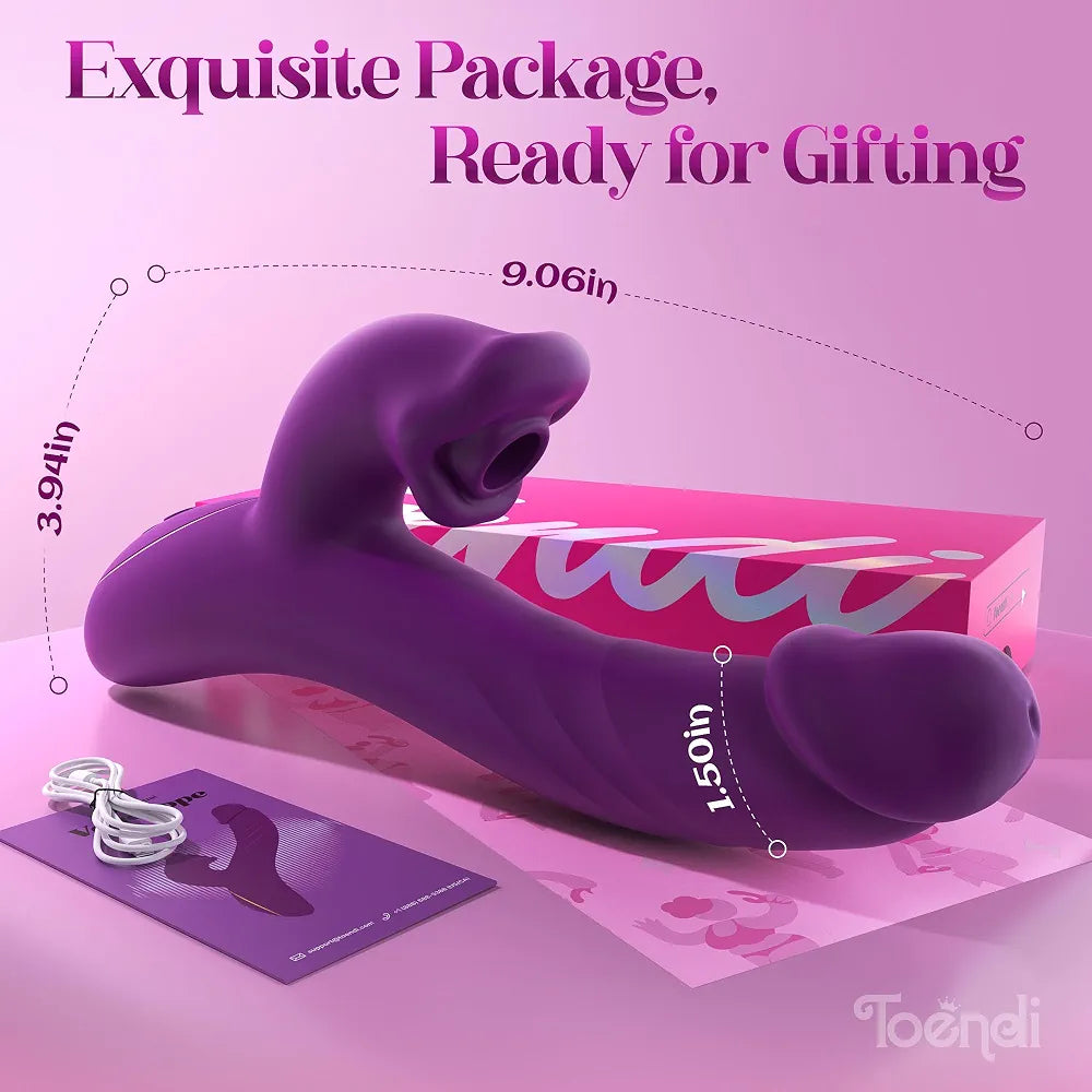 Toendi Dual-Action Rabbit Vibrator with Nipple and Clitoral Sucking, Thrusting Dildo