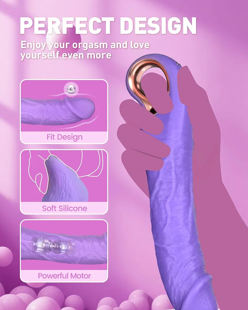 9-Inch Thrusting G-Spot Vibrating Dildo with 10 Vibration Patterns and 3 Thrusting Modes, Waterproof Silicone Adult Toy for Couples