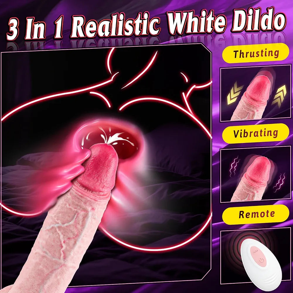 9.6-Inch Realistic Thrusting Vibrating Dildo with Remote Control and 10 Vibration Modes