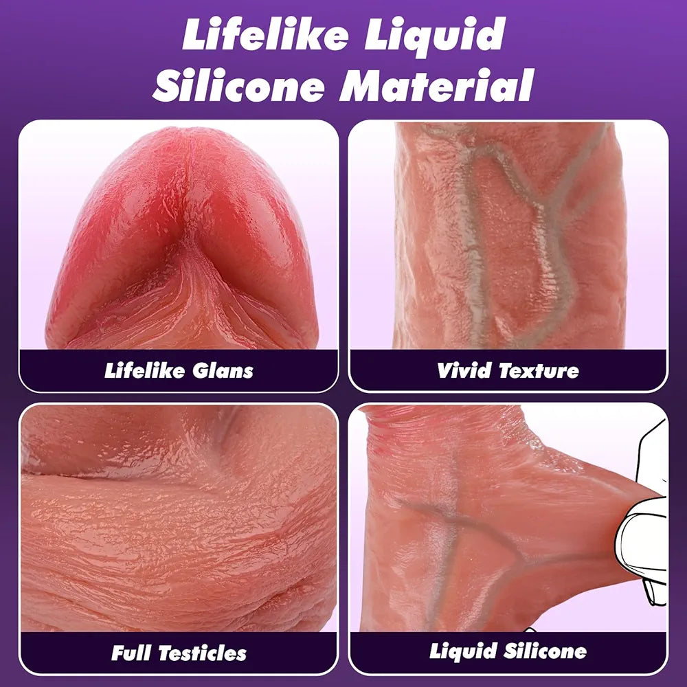 Realistic Silicone Thrusting & Vibrating G-Spot Stimulator with Heating and Suction Base