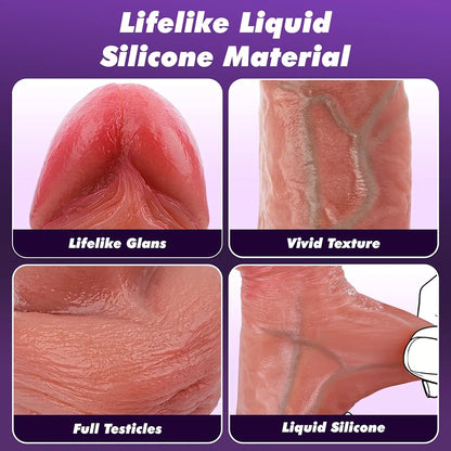 Realistic Silicone Thrusting & Vibrating G-Spot Stimulator with Heating and Suction Base