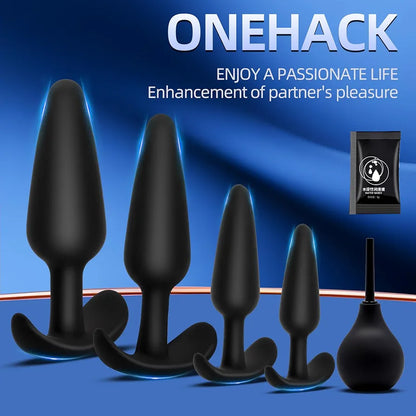 4-Piece Silicone Anal Training Plug Set: Progressive Beginner to Advanced Kit with Flared Base