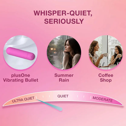 plusOne Mini Bullet Vibrator for Women - Waterproof Silicone Personal Massager, Pink
