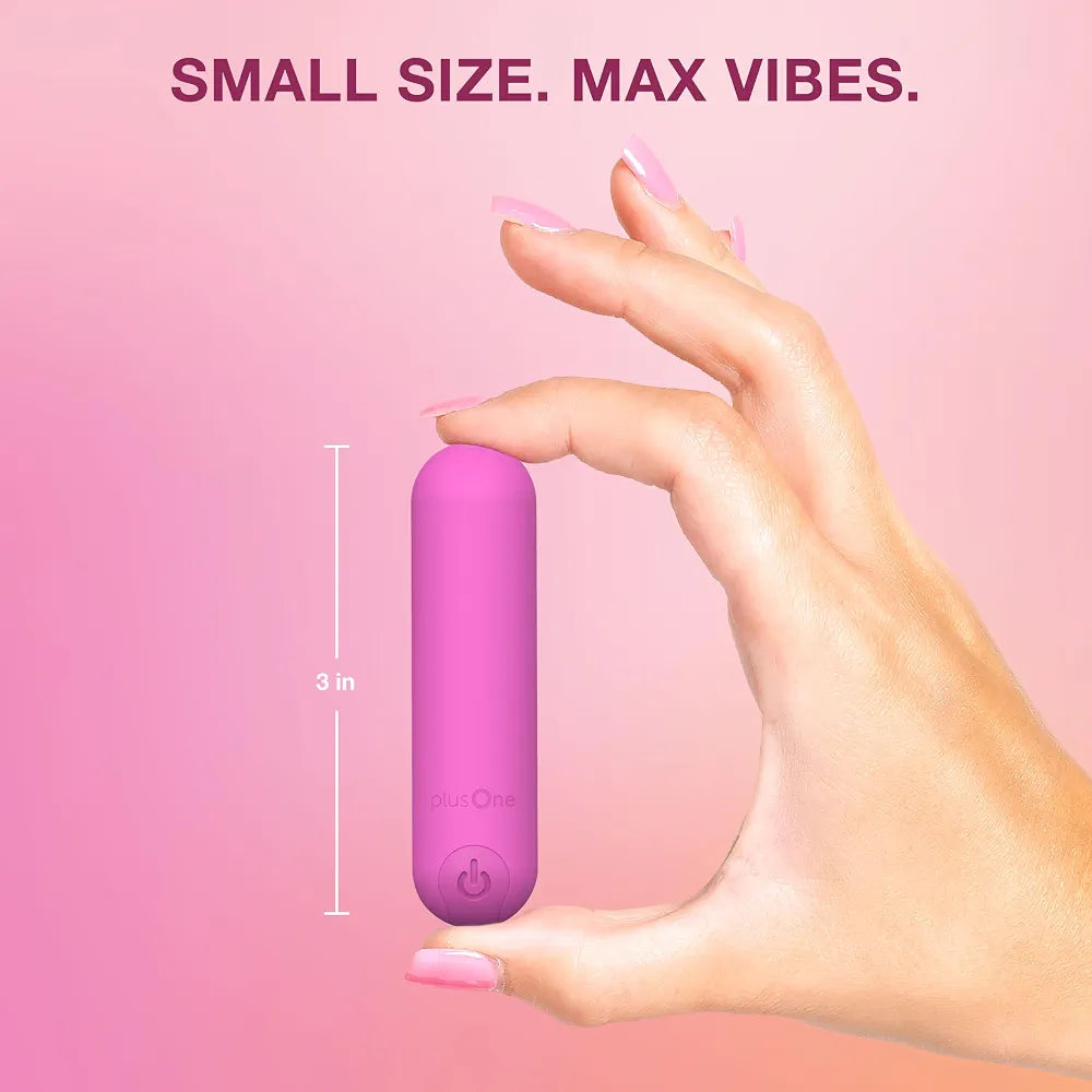 plusOne Mini Bullet Vibrator for Women - Waterproof Silicone Personal Massager, Pink