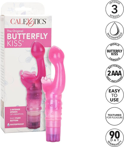CalExotics Original Butterfly Kiss Multi-Speed Waterproof Clitoral and G-Spot Vibrator for Couples - Pink