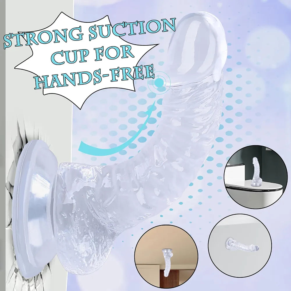 7-Inch Realistic Soft Silicone Dildo with Suction Cup, Beginner-Friendly Anal and G-Spot Stimulator