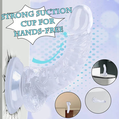 7-Inch Realistic Soft Silicone Dildo with Suction Cup, Beginner-Friendly Anal and G-Spot Stimulator