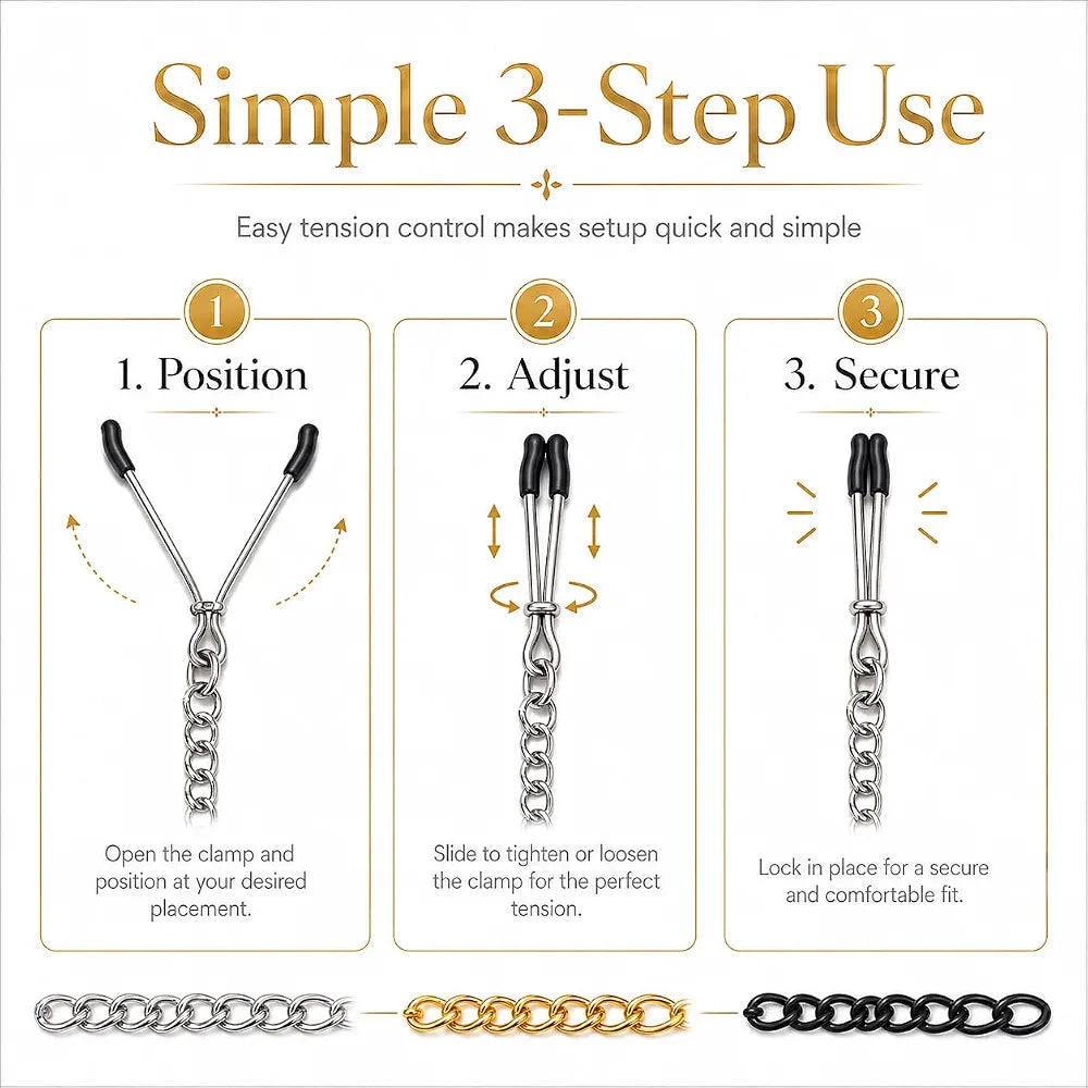 Adjustable Metal Nipple Clamps Set - 4 Piece Non-Piercing Stimulator