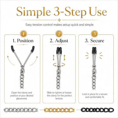 Adjustable Metal Nipple Clamps Set - 4 Piece Non-Piercing Stimulator