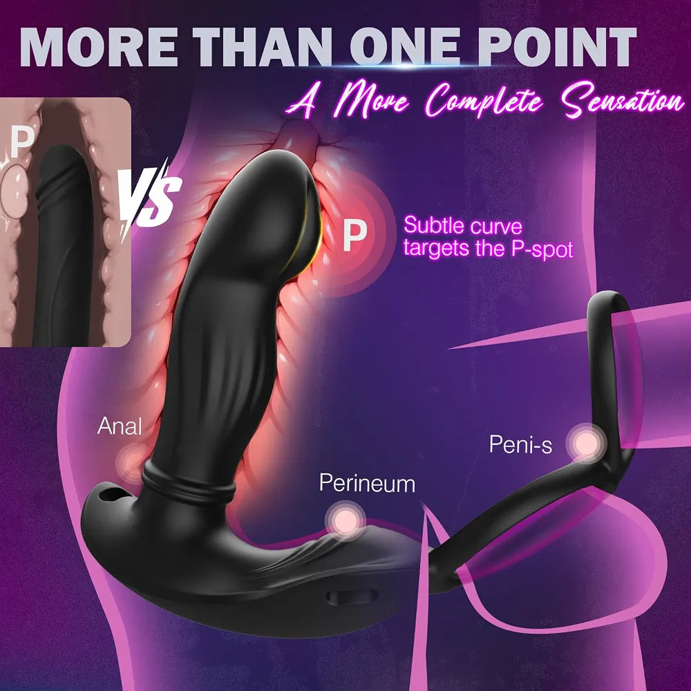 Pro-Thrust Remote & App-Controlled Prostate Massager with Silicone Cock Ring