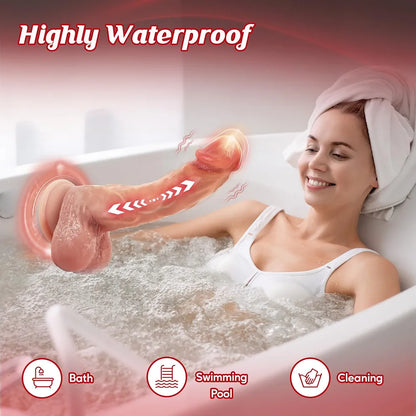 LUKIKI 8.5-Inch Realistic Silicone Thrusting Vibrator with Suction Base