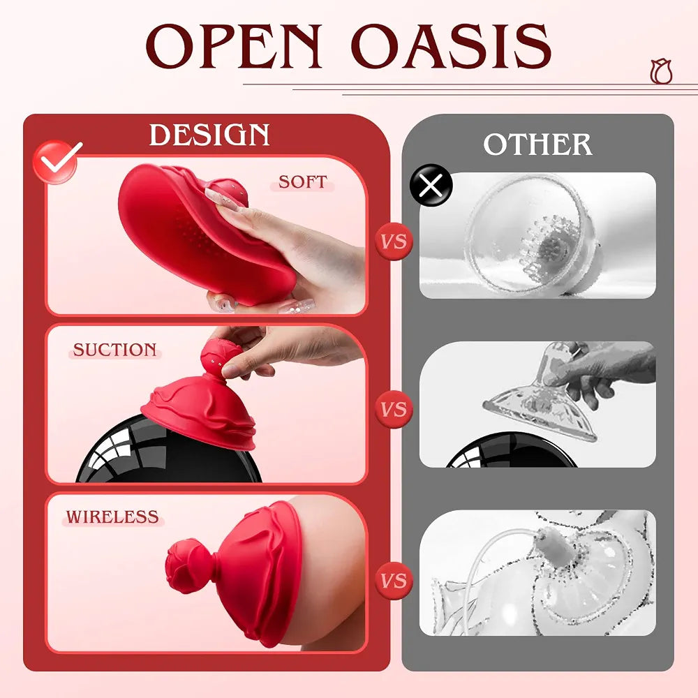 Dual-Pack Rose Nipple & Clitoral Stimulator with 10 Vibration Modes and 3 Interchangeable Heads