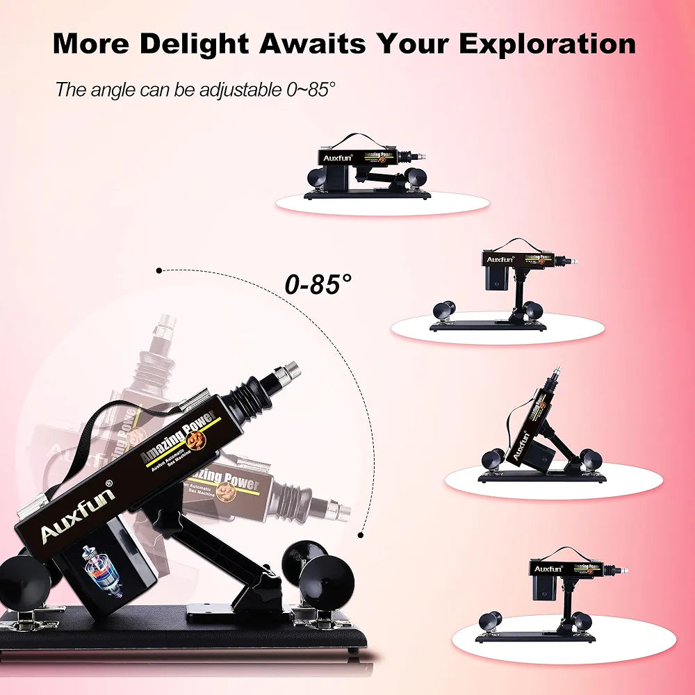 Realistic Thrusting Sex Machine with 8 Attachments, 3XLR Connector, and Suction Cup Adapter
