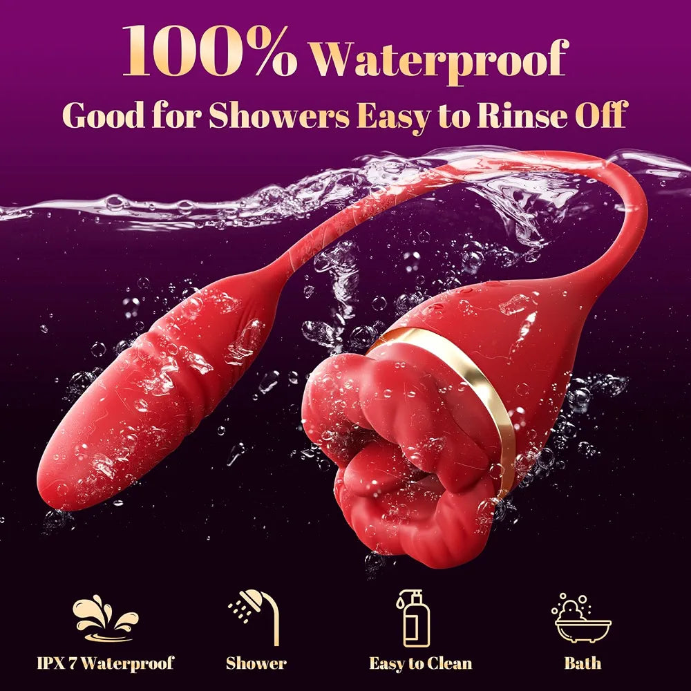 Rose Petal 3-in-1 Clitoral and G-Spot Vibrator with 10 Vibration Modes