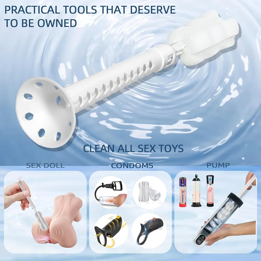 Comprehensive Male Masturbator and Sex Toy Cleaning & Care Kit - 2-Piece Set with Brush and Drying Stick