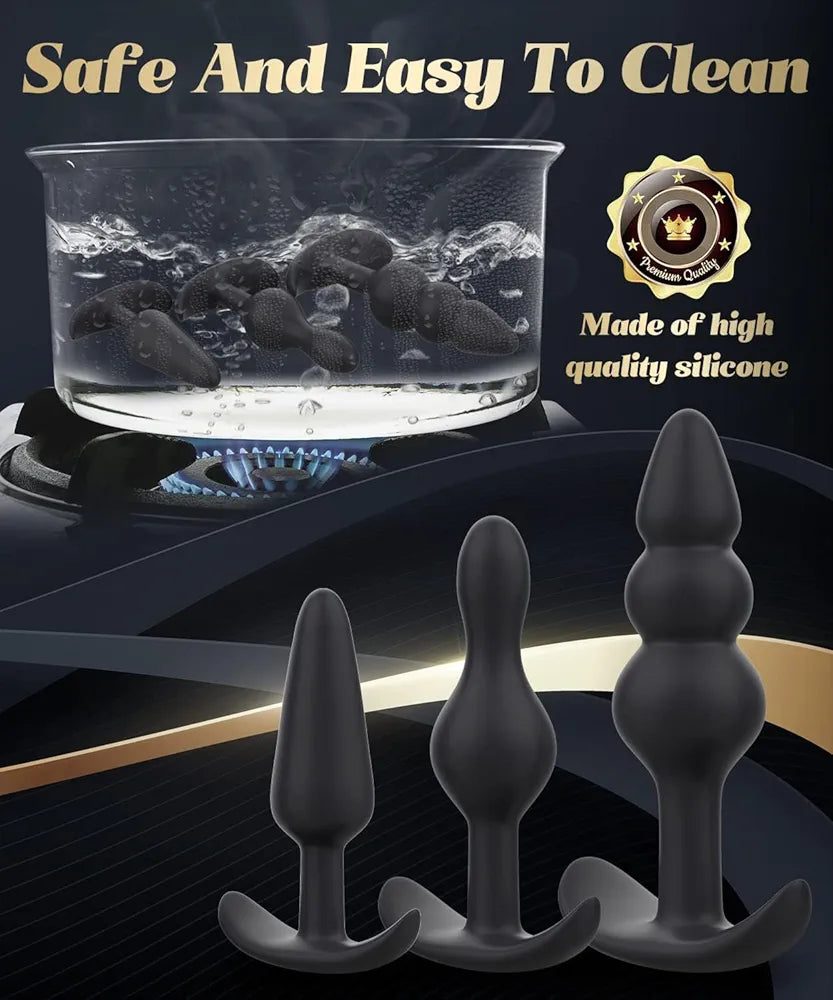 Beginner-Friendly 3-Piece Silicone Anal Training Plug Set