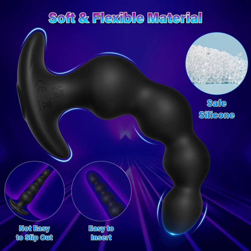 Premium App-Controlled Vibrating Silicone Anal Beads and Prostate Massager with 9 Modes