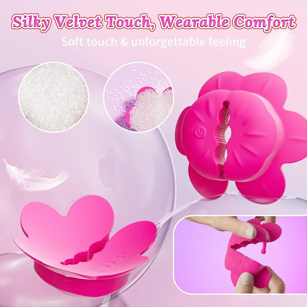 KUSHOR Remote Controlled Vibrating Nipple Clamps with 10 Modes - Adjustable Wearable Nipple Vibrator for Women