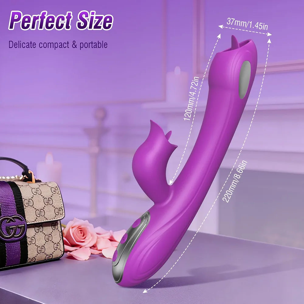 Premium 3-in-1 Dual-Stimulation Rabbit Vibrator with 10 Licking and Pulsing Modes