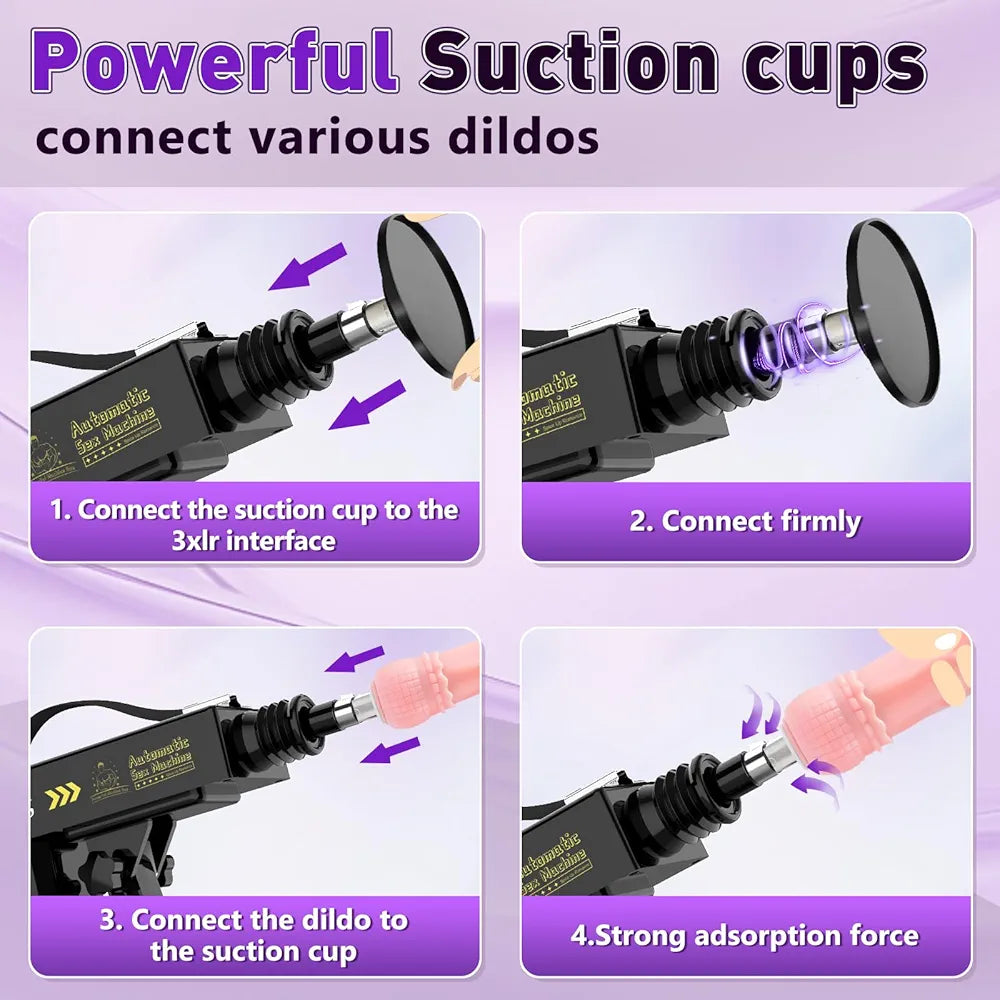 Automatic Thrusting Dildo Machine with Suction Cup and 8 Interchangeable Attachments for Women