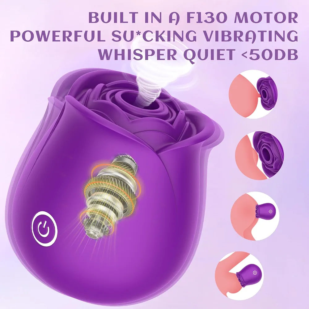 Rose-Shaped Clitoral and Nipple Stimulator with 10 Vibration and Suction Modes