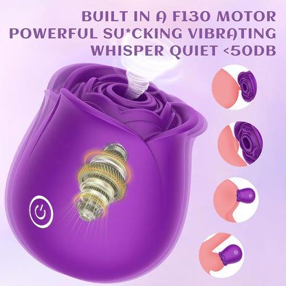 Rose-Shaped Clitoral and Nipple Stimulator with 10 Vibration and Suction Modes