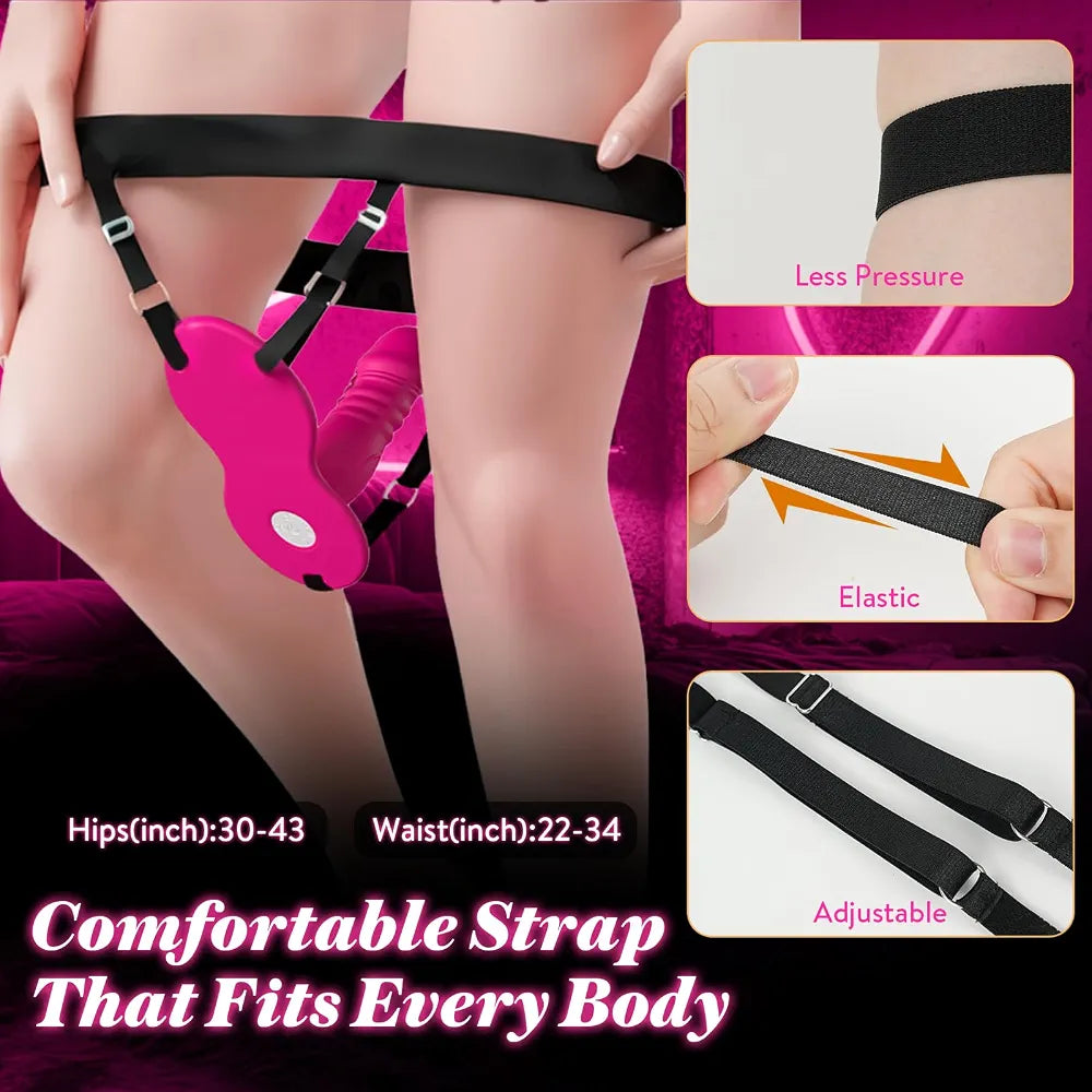 App-Controlled Wearable Strap-On Vibrating Dildo with G-Spot and Anal Stimulation