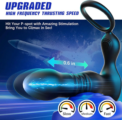 Advanced Remote-Controlled Prostate Massager with Thrusting Vibration and Cock Ring