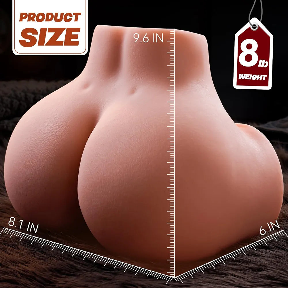 8LB Realistic TPE Male Masturbator with Dual-Channel Vaginal and Anal Texture, Includes Storage Bag and Maintenance Kit
