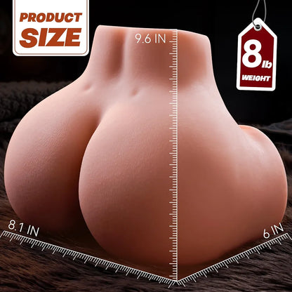 8LB Realistic TPE Male Masturbator with Dual-Channel Vaginal and Anal Texture, Includes Storage Bag and Maintenance Kit