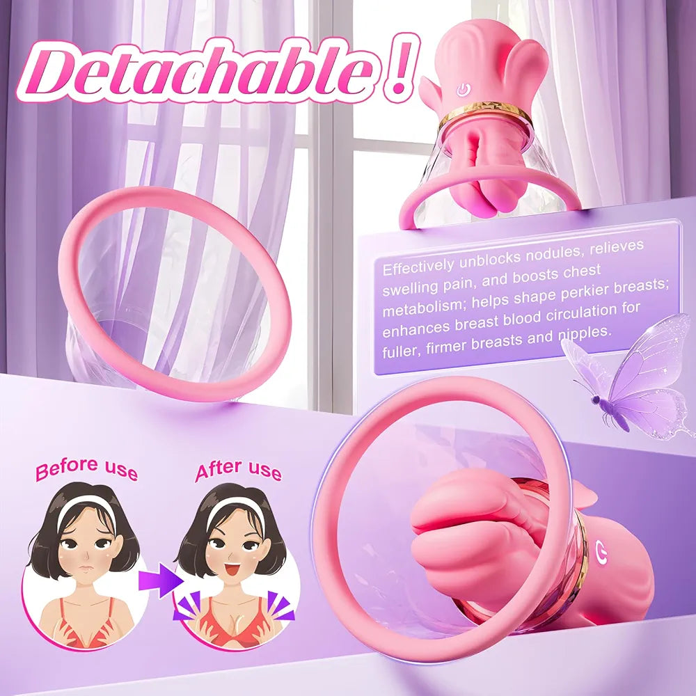 Silicone Vibrating Nipple Clamps with 10 Modes and Manual Suction Stimulation