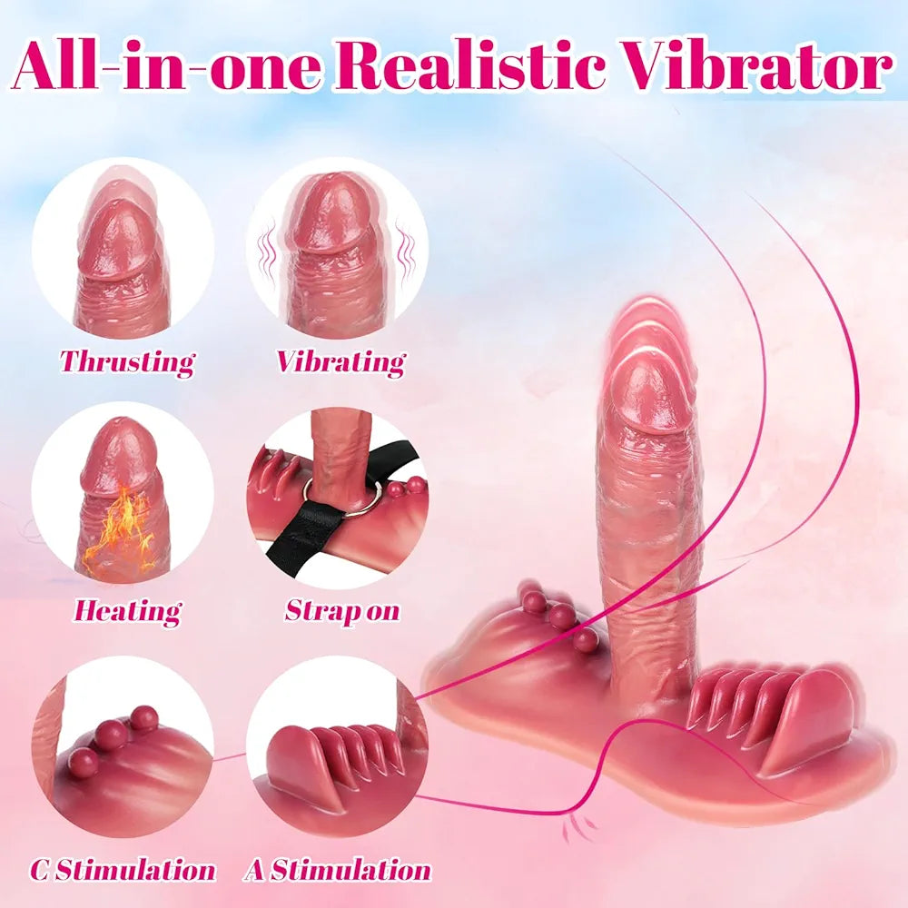 REYHKINO Remote-Controlled Hands-Free Thrusting Sex Machine with Vibrating Dildo