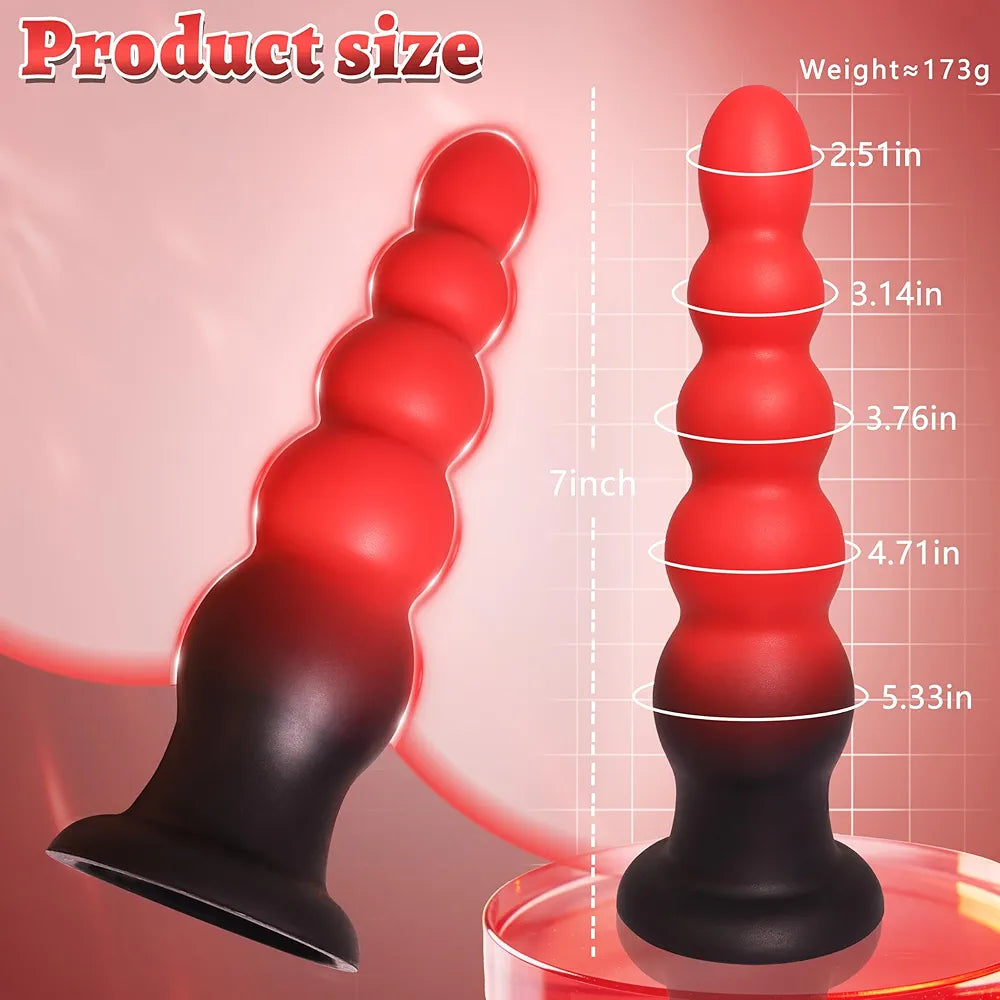 Premium 7-Inch Silicone Progressive Anal Bead Trainer with Suction Base
