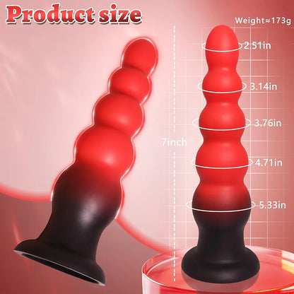 Premium 7-Inch Silicone Progressive Anal Bead Trainer with Suction Base