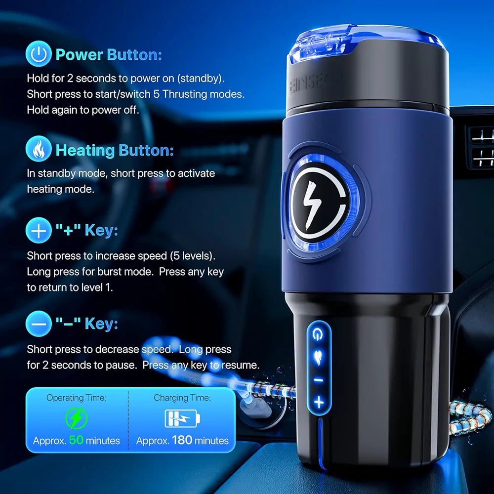 EINSEO AI-Powered App-Controlled Male Masturbator with 360° Heating, 5-Speed Thrusting, and Brushless Motor