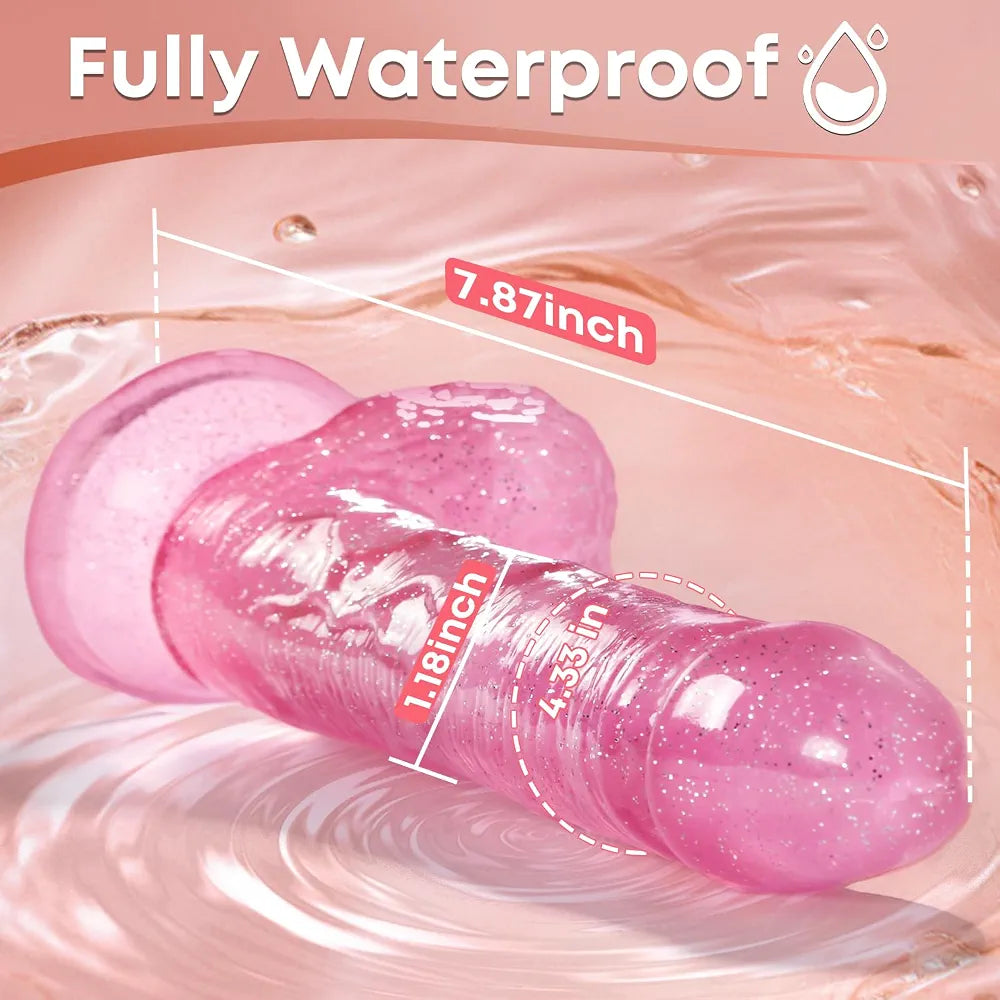 7.9-Inch Realistic Strapless G-Spot Dildo with Strong Suction Cup - Soft Lifelike Pink Silicone Sex Toy for Women and Couples