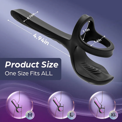 Premium 3-in-1 Couples Vibrating Cock Ring and Anal Stimulator with 10 Modes