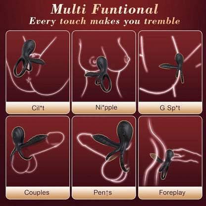 Octopus-Style Vibrating Penis Sleeve with 10 Modes for Enhanced Couples Stimulation