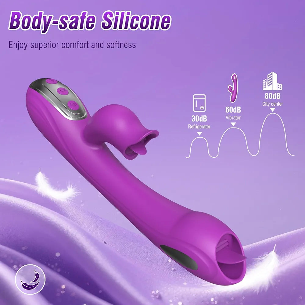 Premium 3-in-1 Dual-Stimulation Rabbit Vibrator with 10 Licking and Pulsing Modes
